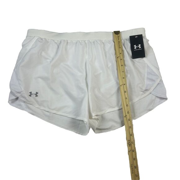 Under Armour UA Fly-By 2.0 Shorts Womens XL Running Gym Shorts 3” -White New - Picture 3 of 11